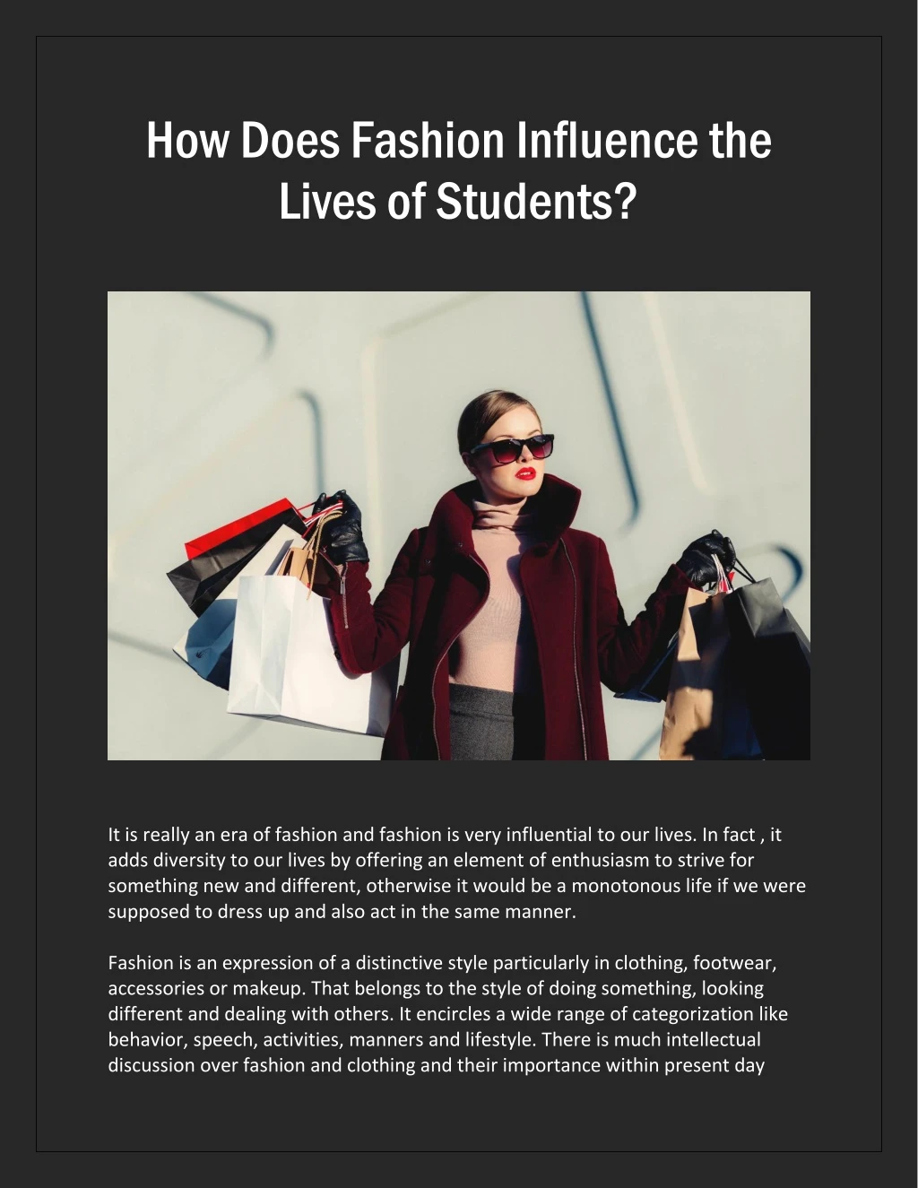 how does fashion influence the lives of students