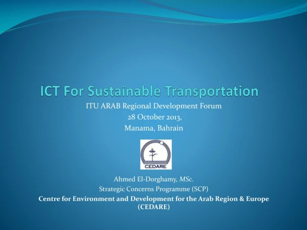 ICT For Sustainable Transportation
