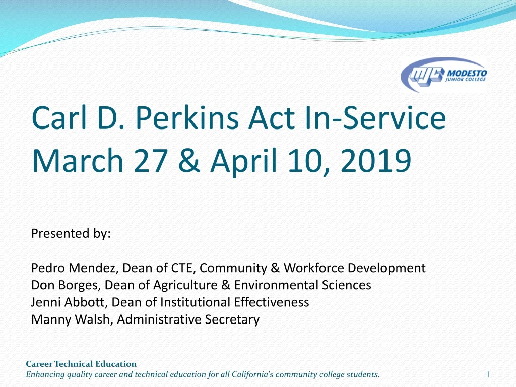 carl d perkins act in service march 27 april