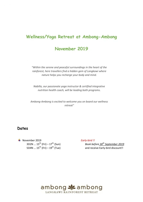 Wellness/Yoga Retreat at Ambong-Ambong