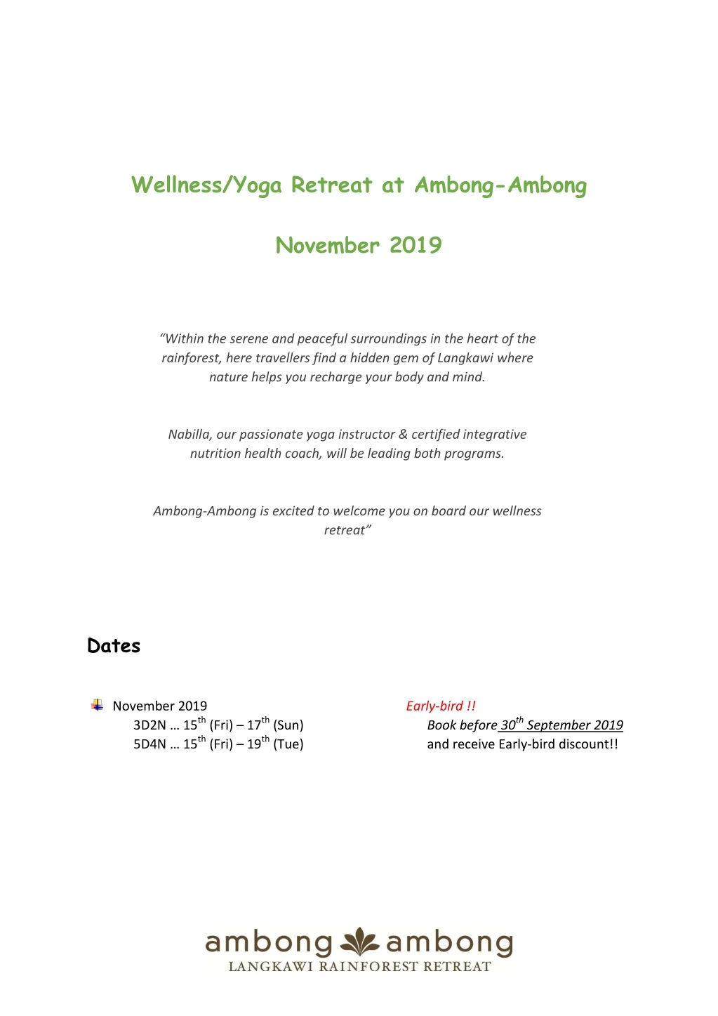wellness yoga retreat at ambong ambong november
