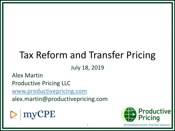 Tax Reform and Transfer Pricing