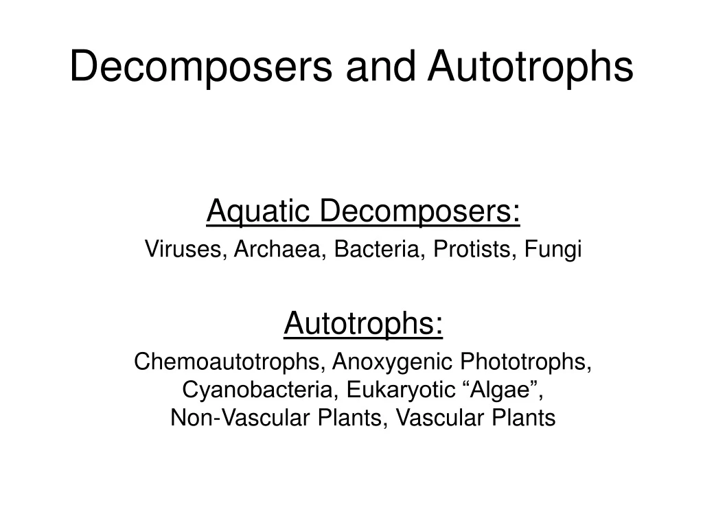 decomposers and autotrophs