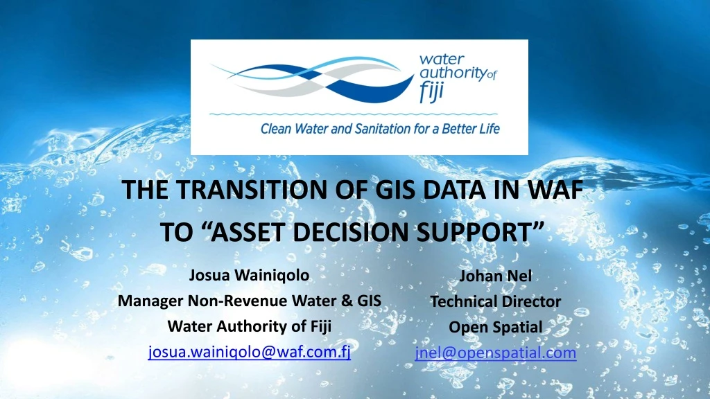 the transition of gis data in waf to asset decision support