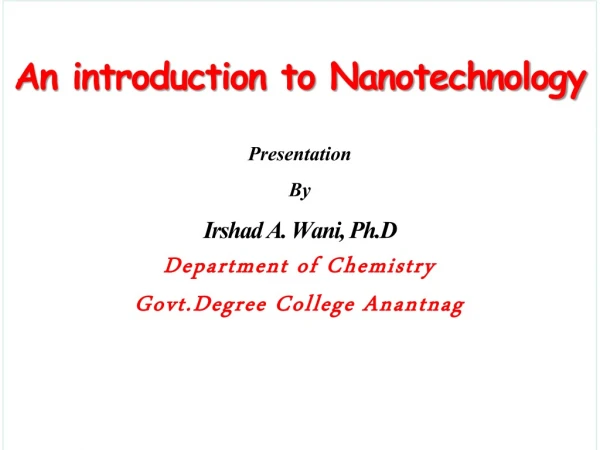 1. Nanotechnology and Nanoscience