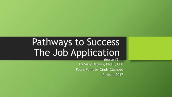 Pathways to Success The Job Application (lesson #2)