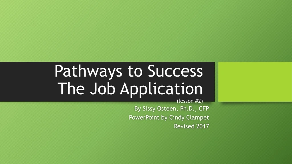 pathways to success the job application lesson 2