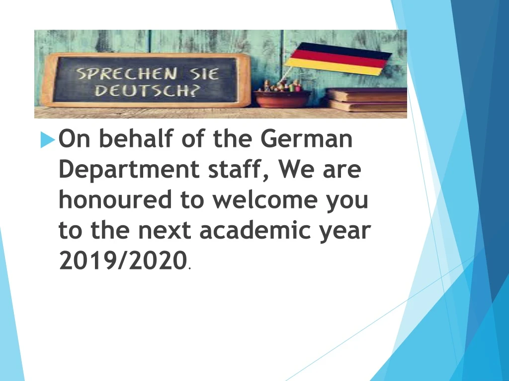 on behalf of the german department staff