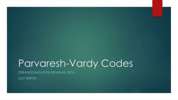 Parvaresh-Vardy Codes