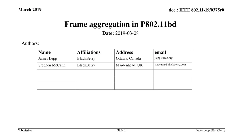 frame aggregation in p802 11bd
