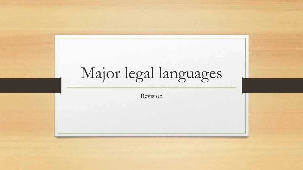 major legal languages