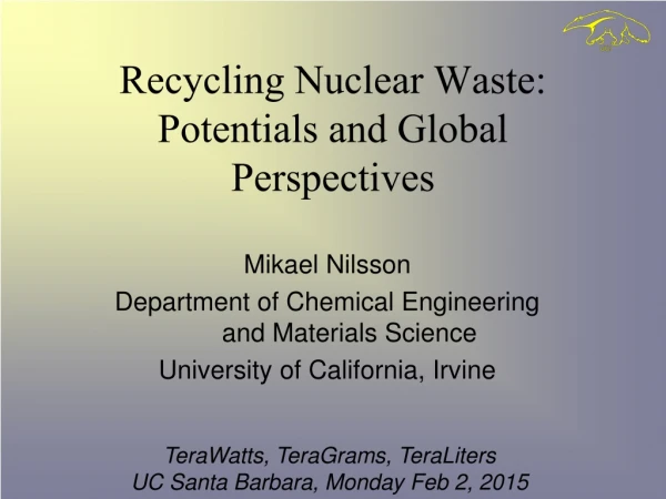 Recycling Nuclear Waste: Potentials and Global Perspectives