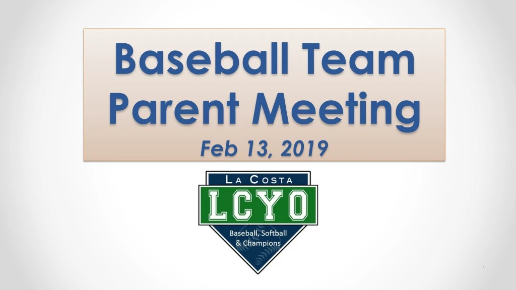baseball team parent meeting feb 13 2019