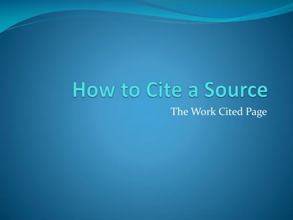 How to Cite a Source