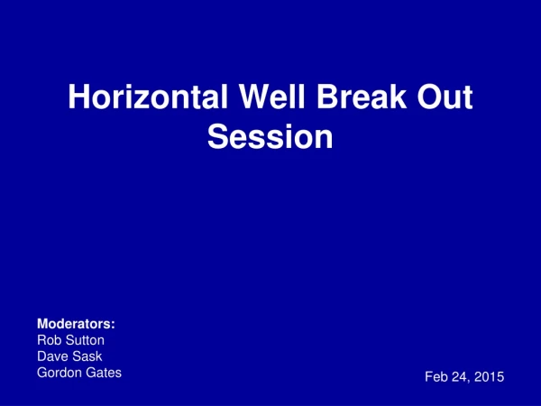 Horizontal Well Break Out Session