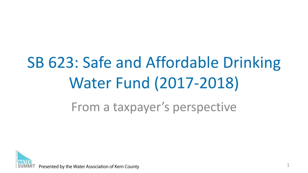 sb 623 safe and affordable drinking water fund 2017 2018