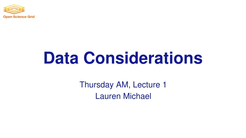 data considerations