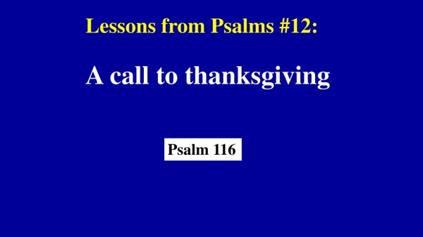 Lessons from Psalms #12: