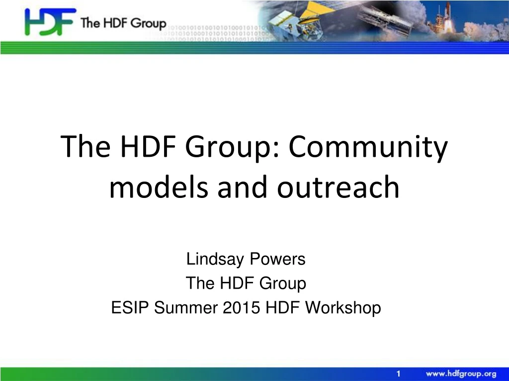 the hdf group community models and outreach