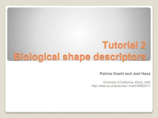 Tutorial 2 Biological shape descriptors