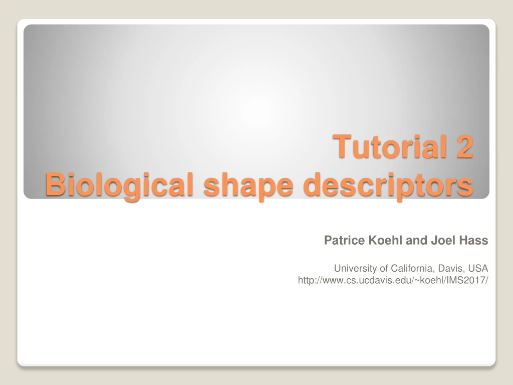 tutorial 2 biological shape descriptors