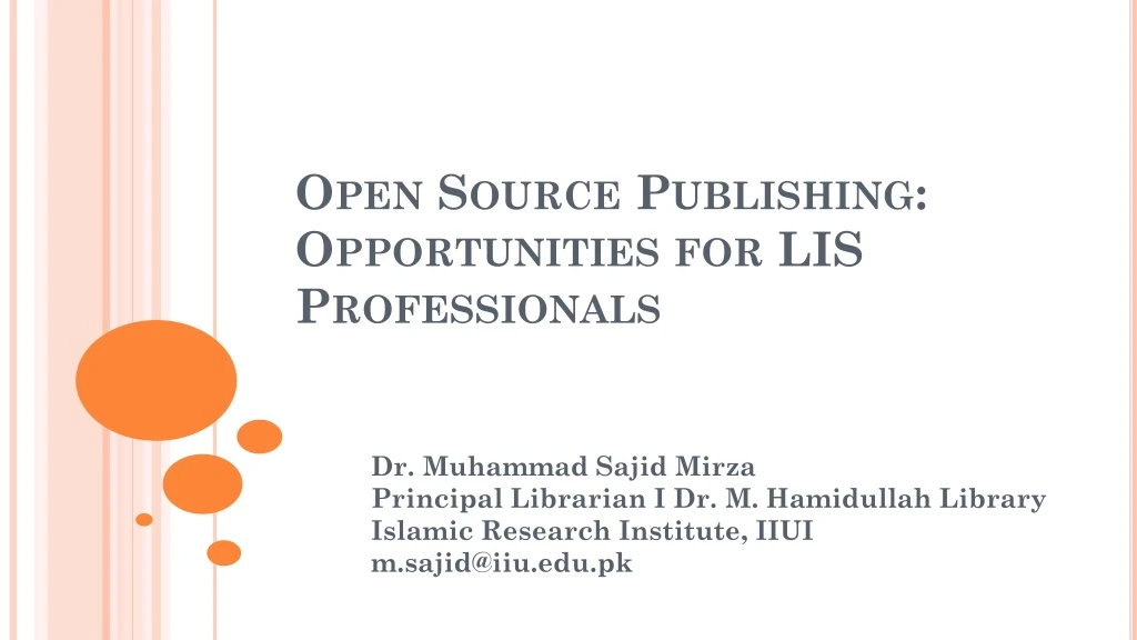 open source publishing opportunities for lis professionals