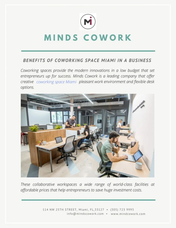 Benefits of Coworking Space Miami in a Business