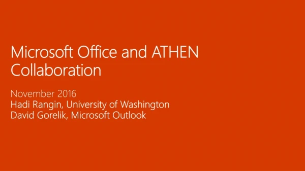 Microsoft Office and ATHEN Collaboration