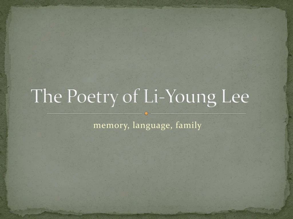 the poetry of li young lee