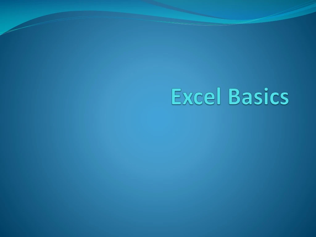 excel basics