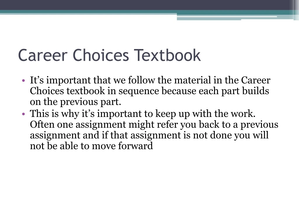 career choices textbook