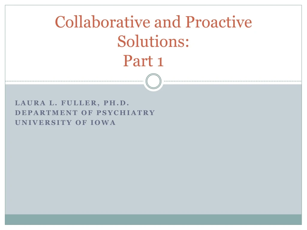 collaborative and proactive solutions part 1