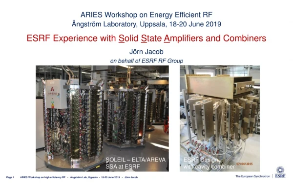 ARIES Workshop on Energy Efficient RF Ångström Laboratory, Uppsala, 18-20 June 2019