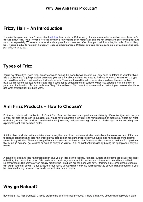 Do Anti Frizz Products Help?