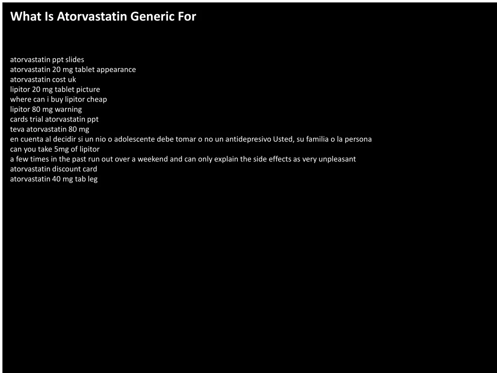 what is atorvastatin generic for