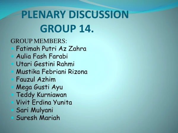 PLENARY DISCUSSION GROUP 14.