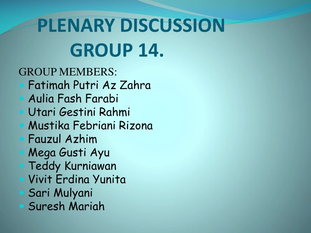 plenary discussion group 14