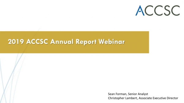 2019 ACCSC Annual Report Webinar