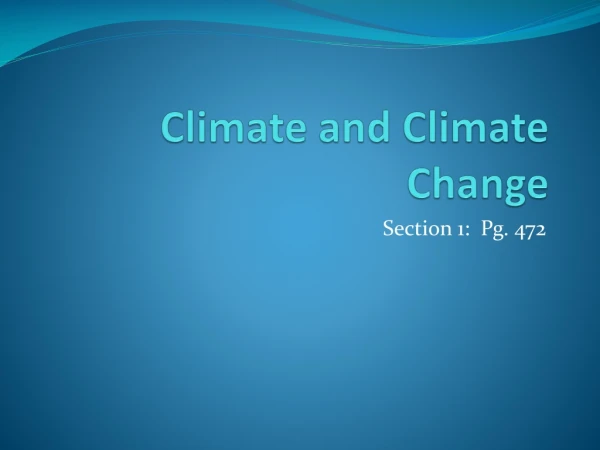 Climate and Climate Change