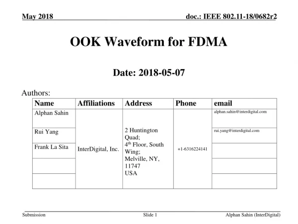 OOK Waveform for FDMA