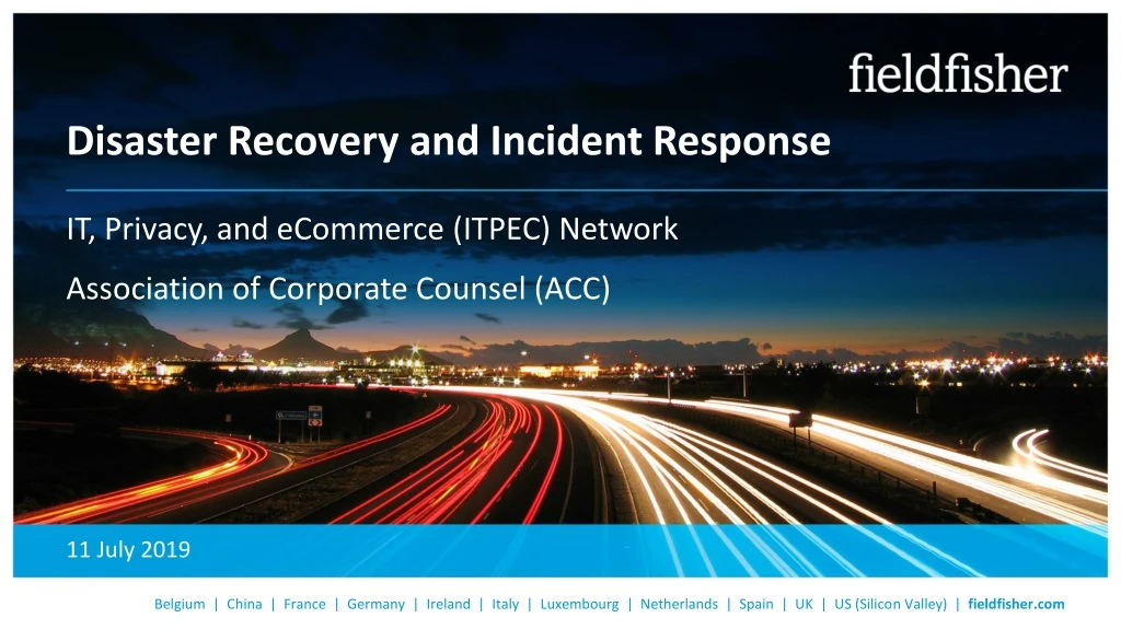 disaster recovery and incident response