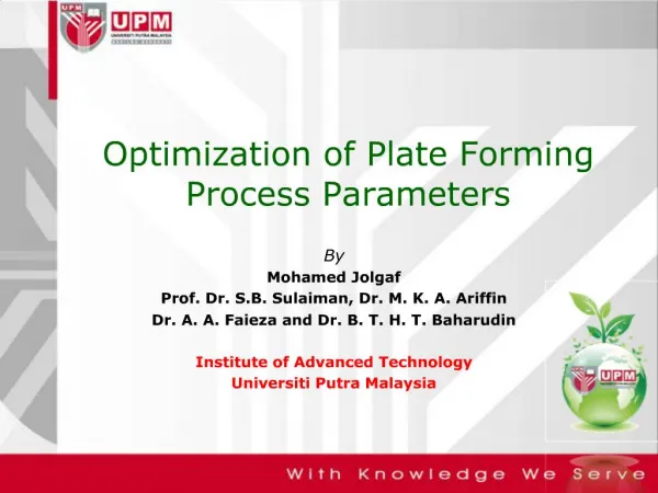 Optimization of Plate Forming Process Parameters