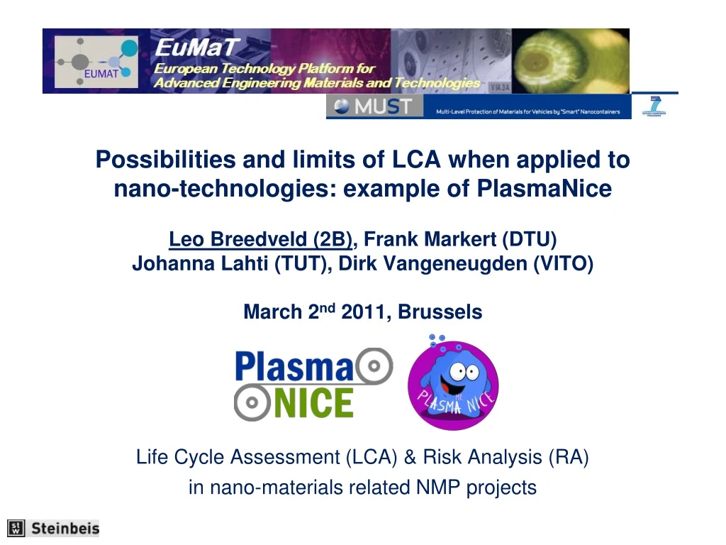 life cycle assessment lca risk analysis ra in nano materials related nmp projects