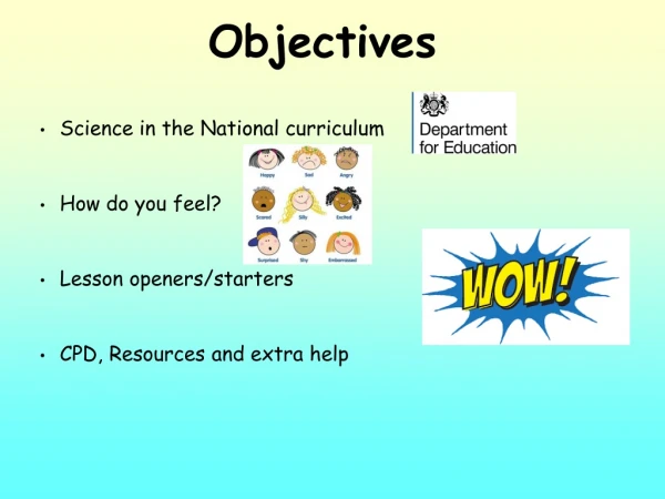 Science in the National curriculum How do you feel? Lesson openers/starters