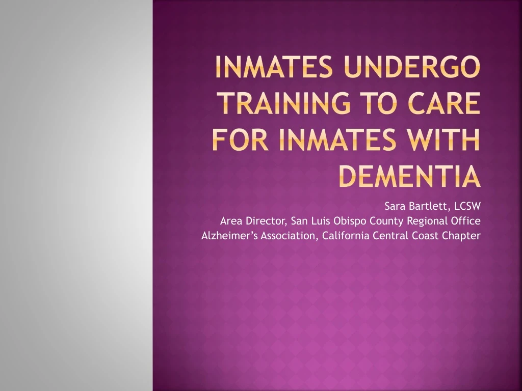 inmates undergo training to care for inmates with dementia