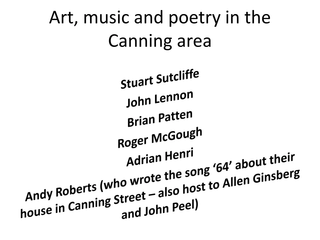 art music and poetry in the canning area