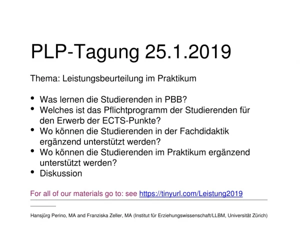 PLP-Tagung 25.1.2019
