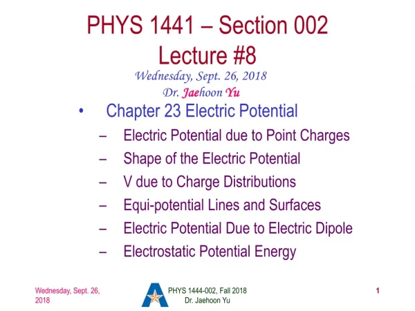 PHYS 1441 – Section 002 Lecture #8