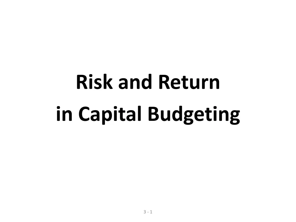 risk and return in capital budgeting