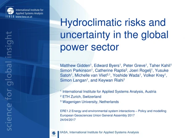 Hydroclimatic risks and uncertainty in the global power sector